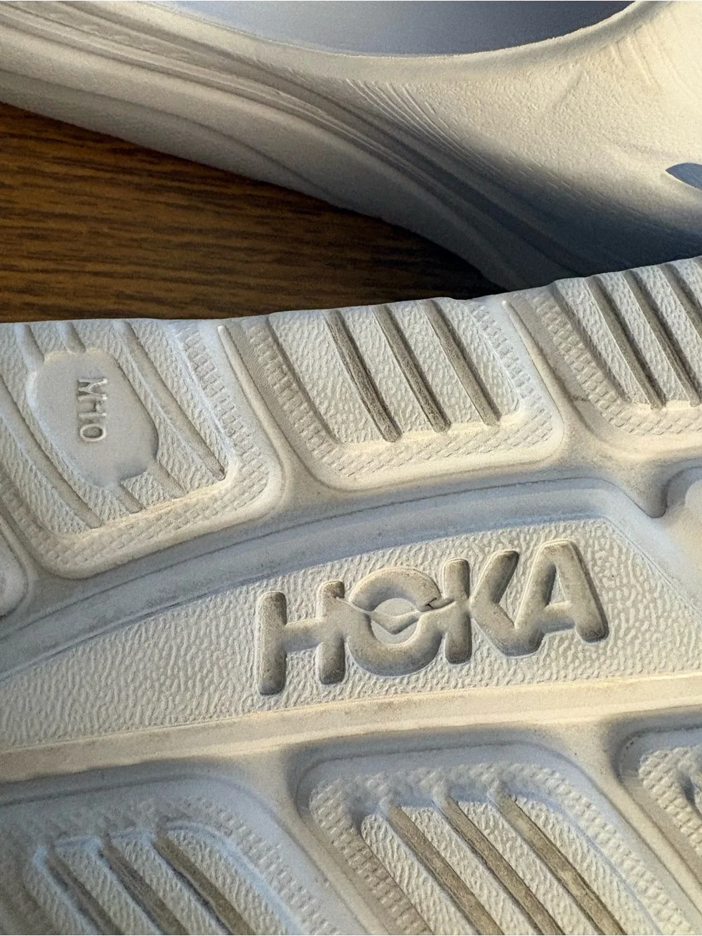 Hoka White Slip-On Slide Sandals
